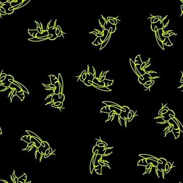 Yellow Bee Seamless Pattern イラスト素材