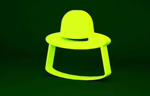 Yellow Beekeeper with protect hat icon isolated on green background. Special Illustrazione stock