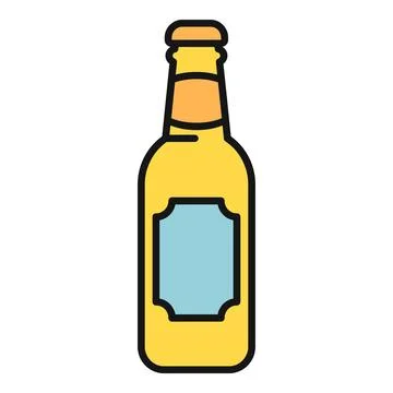 Yellow beer bottle with blank label icon Stock Illustration