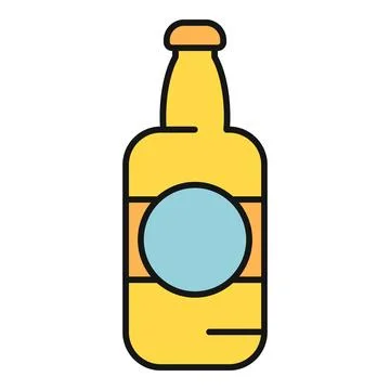 Yellow beer bottle icon representing beverages and drinks Stock Illustration