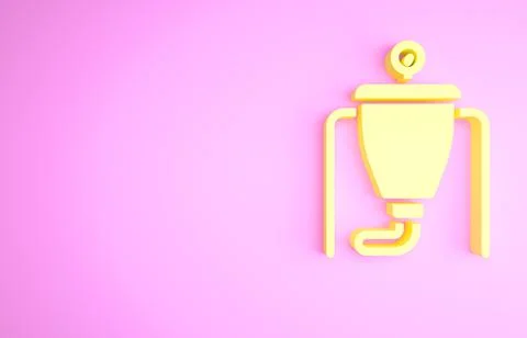 Yellow Beer brewing process icon isolated on pink background. Minimalism conc 스톡 일러스트