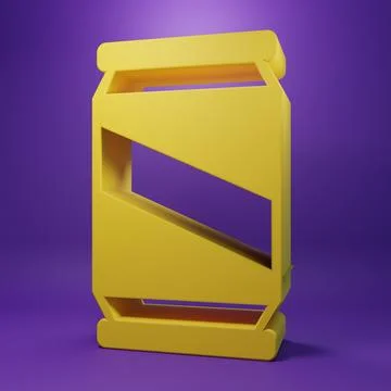 Yellow Beer can icon isolated on purple background. Minimalism concept. 3D .. Stock Illustration