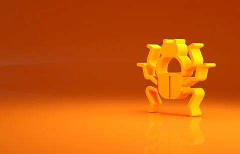 Yellow Beetle bug icon isolated on orange background. Minimalism concept. 3d Stock Illustration