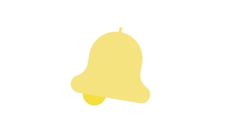 Yellow bell icon on a black background, symbolizing notifications or alerts. Stock Footage 333909454