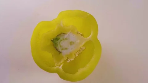 Yellow Bell Pepper Cross Sections Time Lapse Stock Footage 96458251