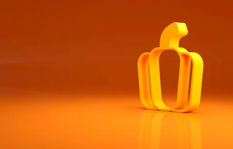 Yellow Bell pepper or sweet capsicum icon isolated on orange background Stock Illustration