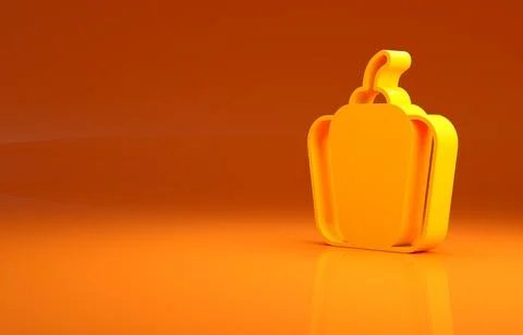 Yellow Bell pepper or sweet capsicum icon isolated on orange background Stock Illustration