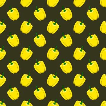 Yellow bell pepper seamless pattern in vector. Illustrazione stock