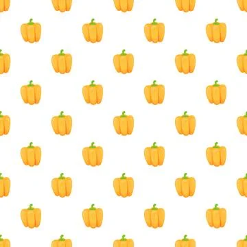 Yellow bell pepper seamless pattern on white background Stock Illustration