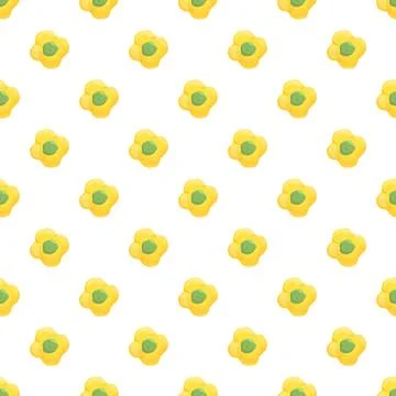 Yellow bell pepper seamless pattern on white background Stock Illustration