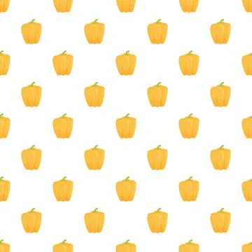 Yellow bell pepper seamless pattern illustration on white background Stock Illustration