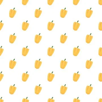 Yellow bell pepper seamless pattern on white background Stock Illustration