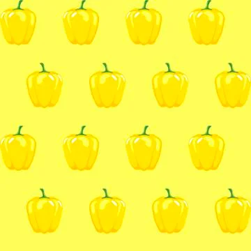 Yellow bell pepper stock vector seamless pattern on light yellow background Illustrazione stock