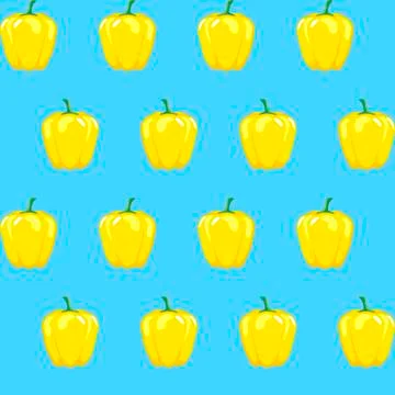 Yellow bell pepper stock vector seamless pattern on aqua blue background Stock Illustration