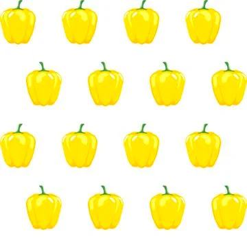 Yellow bell pepper stock vector seamless pattern on white background Stock Illustration