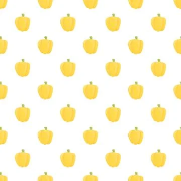 Yellow bell pepper vegetable seamless pattern background Stock Illustration