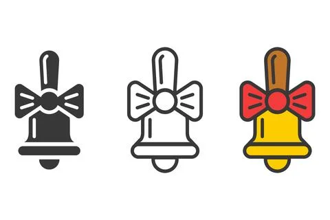 Yellow bell with a red bow. Stock Illustration