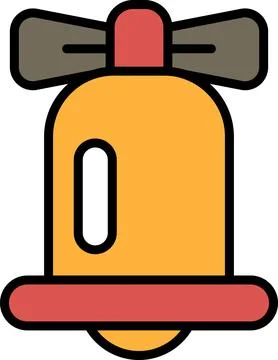 A yellow bell with a red handle Stock Illustration