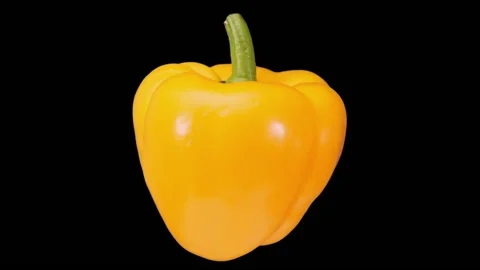 Yellow bellpepper spin in seamless loop - isolated, with alpha channel Video stock 139135160