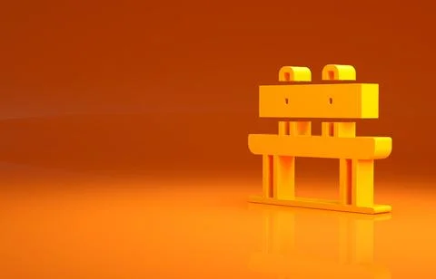 Yellow Bench icon isolated on orange background. Minimalism concept. 3d Stock Illustration