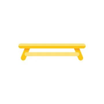 Yellow bench isolated on white background, simple and minimalist design Ilustração Stock
