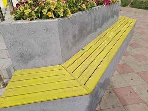 Yellow bench Stock Photos