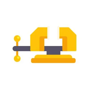 Yellow bench vise vector icon working tool concept Stock Illustration