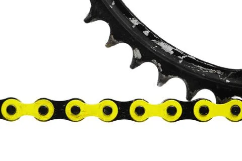 Yellow bicycle chain Stock Photos