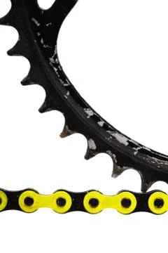Yellow bicycle chain Stock Photos
