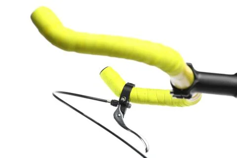 Yellow bicycle handlebar Stock Photos