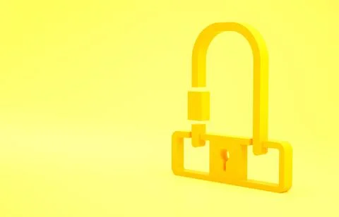 Yellow Bicycle lock U shaped industrial icon isolated on yellow background. M Stockillustratie