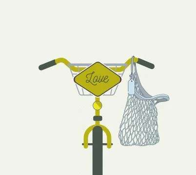 Yellow bicycle with love sign Stock Illustration