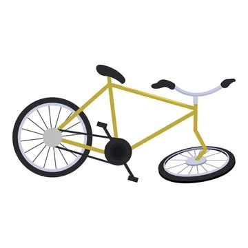 Yellow bicycle lying on the ground with flat tire Stock Illustration