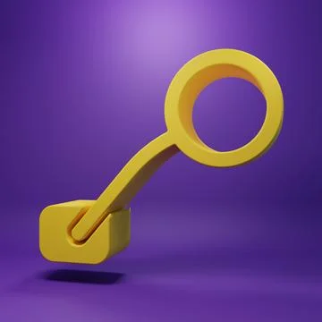 Yellow Bicycle rear view mirror icon isolated on purple background. Minimal.. 스톡 일러스트