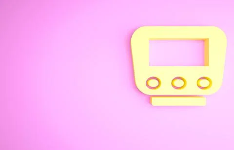 Yellow Bicycle speedometer icon isolated on pink background. Minimalism conce イラスト素材