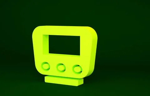 Yellow Bicycle speedometer icon isolated on green background. Minimalism conc 스톡 일러스트