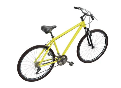 Yellow bicycle, top back view isolated on white background, 3D illustration Stock Illustration