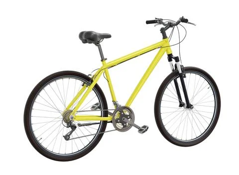 Yellow bicycle, top back view isolated on white background, 3D illustration Stock Illustration