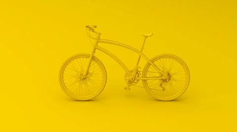 Yellow bicycle on yellow background - 3d illustration 3d rendering Stock Illustration