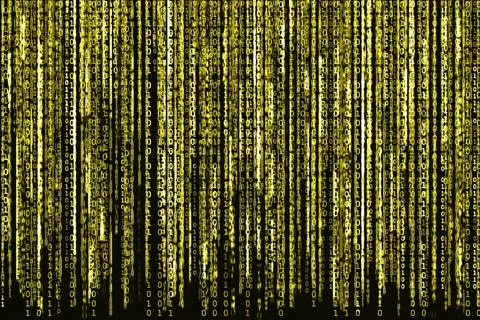 Yellow Binary Code Big Yellow Binary code as matrix background, computer c... Stock Photos