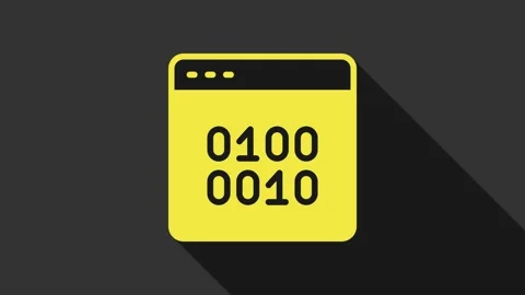 Yellow Binary code icon isolated on grey background. 4K Video motion graphic Video stock 155481694