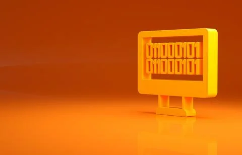 Yellow Binary code icon isolated on orange background. Minimalism concept. 3d イラスト素材
