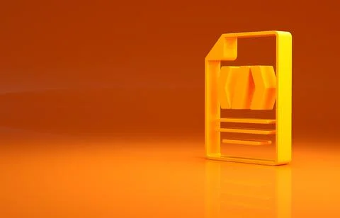 Yellow Binary code icon isolated on orange background. Minimalism concept. 3d 스톡 일러스트
