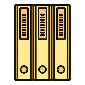 Yellow binders organizing documents and office files Illustrazione stock