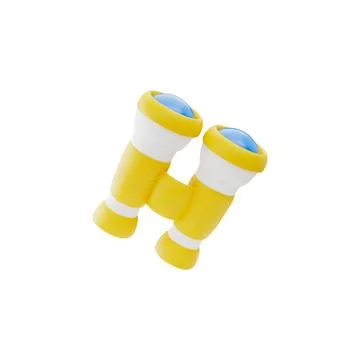 Yellow binoculars 3D vector icon, travel or camping tool, equipment for Ilustração Stock