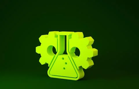 Yellow Bioengineering icon isolated on green background. Element of genetics  Stock Illustration
