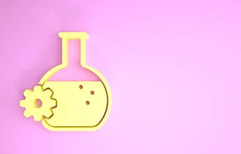 Yellow Bioengineering icon isolated on pink background. Element of genetics a Stock Illustration