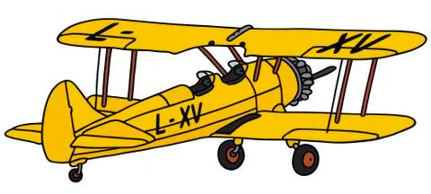 Yellow biplane Stock Illustration