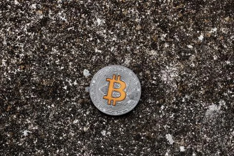 Yellow bitcoin coin Stock Photos