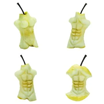 Yellow bites pear set Stock Illustration